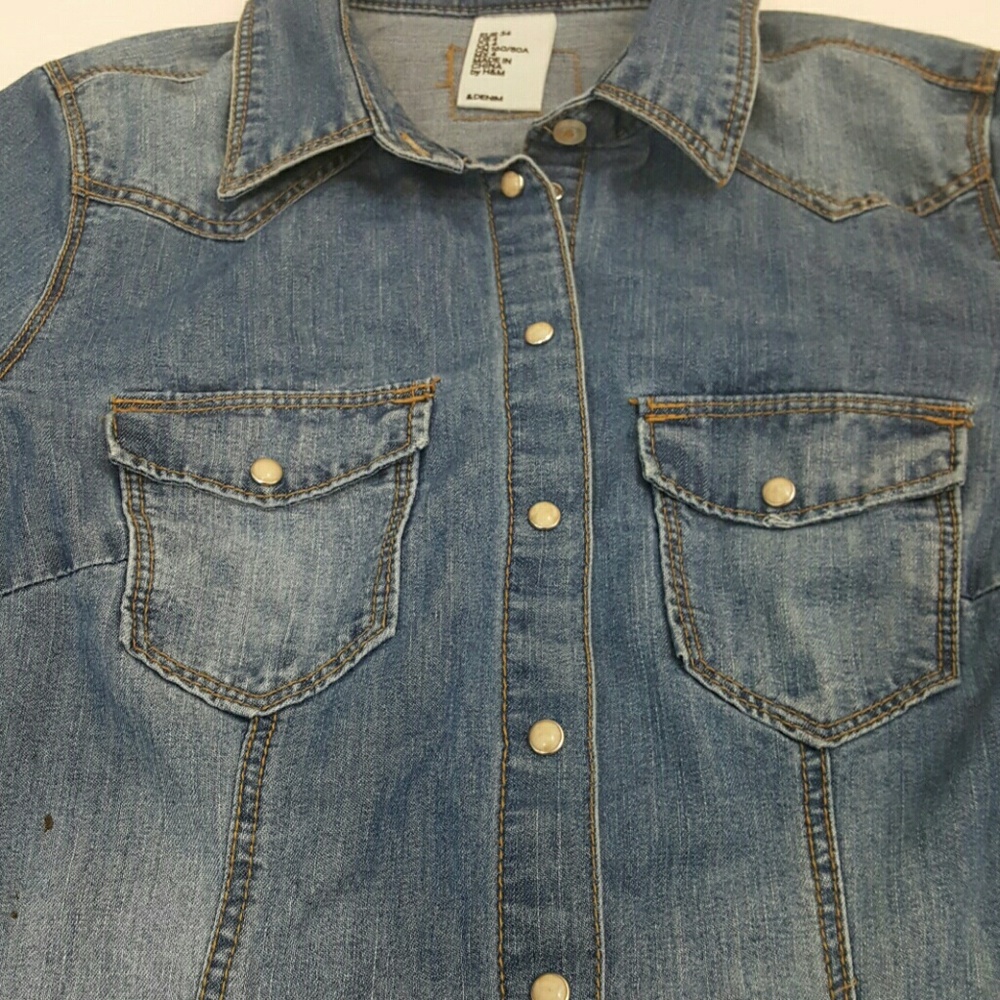 Denim Snap Button Long Sleeve Shirt - Picture 4 of 7